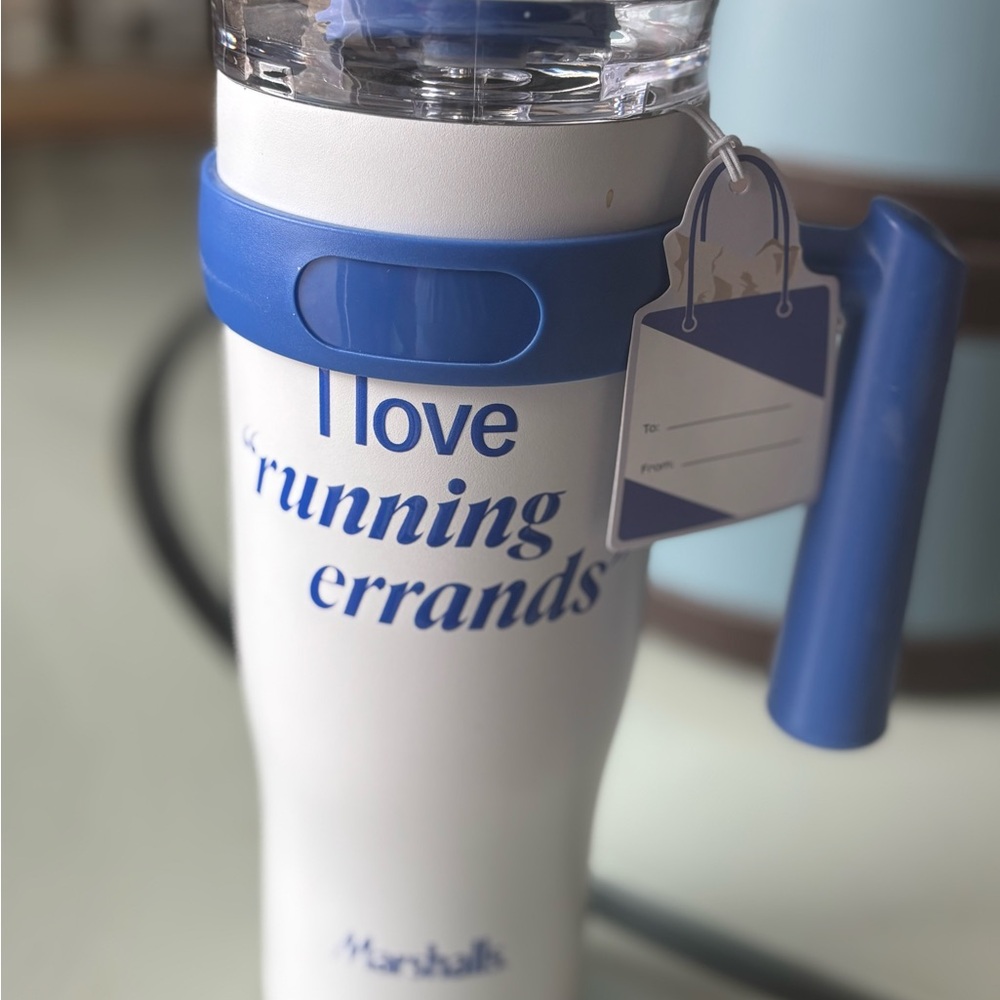 Blue and White Travel Mug